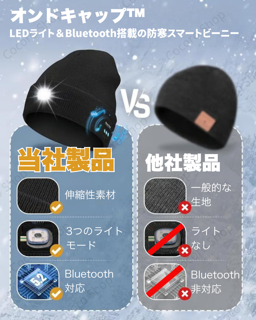 オンドキャップ™｜LEDライト＆Bluetooth搭載の防寒スマート帽子