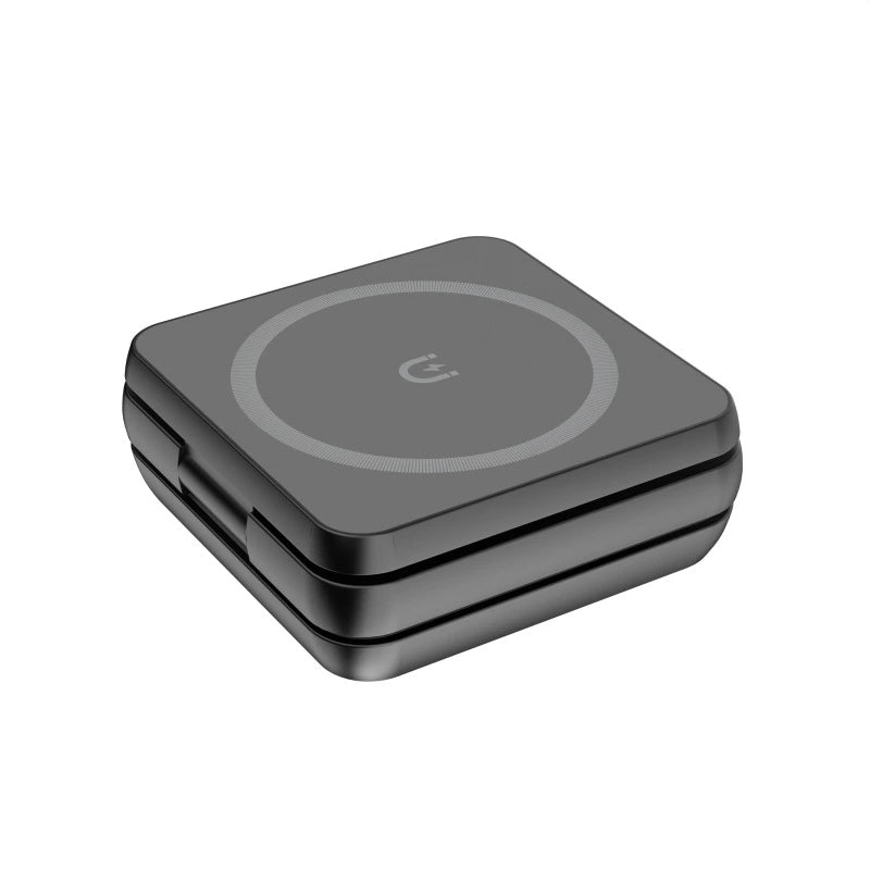 【折りたたみ式3-in-1ワイヤレス充電器】iPhone 15/14/13/12、Apple Watch、AirPods対応｜15W急速充電｜持ち運びに便利なマグネット式デザイン｜旅行・自宅・オフィスに最適な高速充電｜QC対応｜日常の整理整頓と実用性