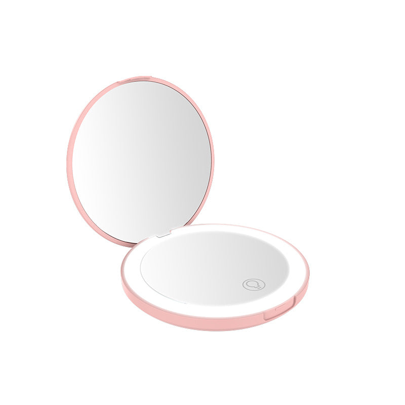 【LEDライト付きでどこでも理想のメイクが叶う】KiraMirror キラミラー｜USB充電式・超軽量コンパクト設計｜均一に顔を照らす自然光LED・手のひらサイズで携帯ラクラク｜インスタ映えデザインでプレゼントにも最適な女の子向けメイクミラー