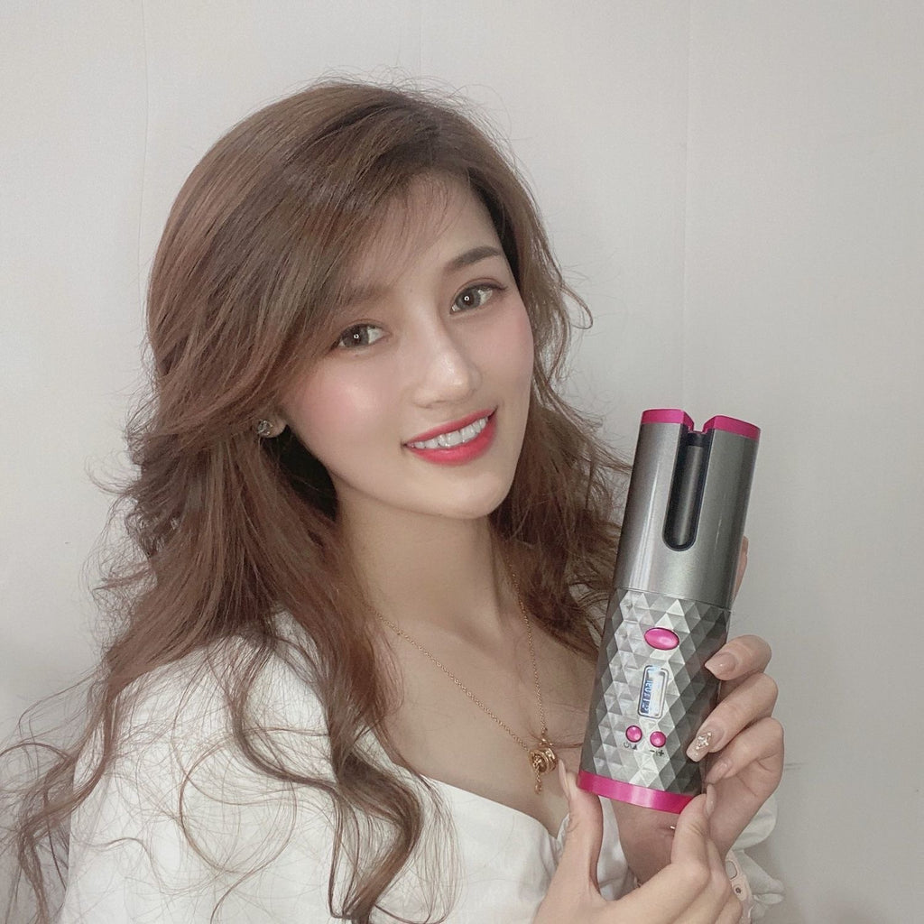 【コードレス＆高速加熱で忙しい朝も美しく】Beauty Spin 自動カールアイロン｜わずか20秒で最大200°C・10段階温度調整｜USB充電式＆軽量ポータブル｜デジタル表示＆火傷防止設計｜サロン級仕上がりをどこでも実現するスタイリッシュヘアガジェット