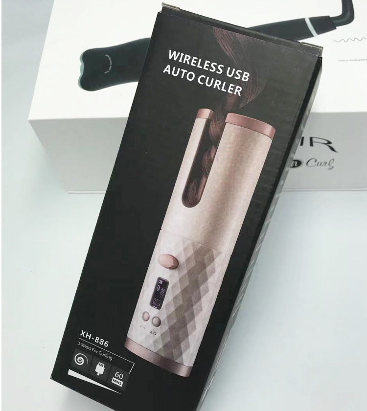 【コードレス＆高速加熱で忙しい朝も美しく】Beauty Spin 自動カールアイロン｜わずか20秒で最大200°C・10段階温度調整｜USB充電式＆軽量ポータブル｜デジタル表示＆火傷防止設計｜サロン級仕上がりをどこでも実現するスタイリッシュヘアガジェット