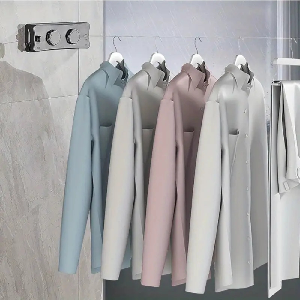 **🏡 省スペースで快適！壁付け伸縮式物干し 5.1m – 簡単設置＆テンション調整機能付き！**